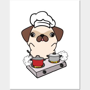 Funny Pug is cooking Posters and Art